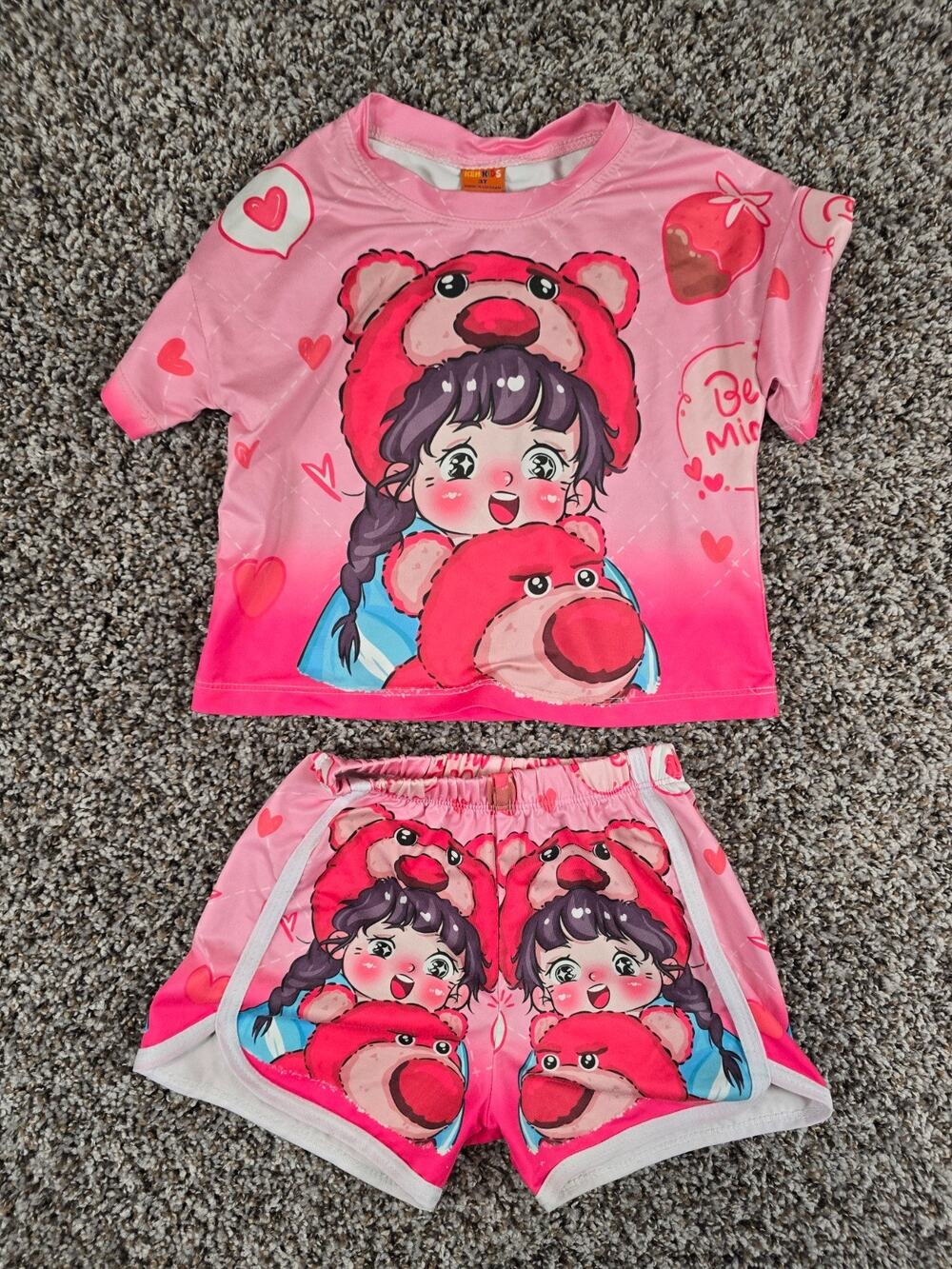 Ken Kids Japan Toddler Girls Sz 3T Pajama Set Lotso Anime Print Pink